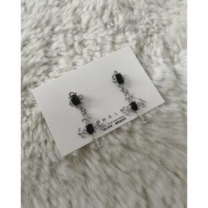 Vintage Gothic Chrome Goth Y2K Cross Earrings Hearts